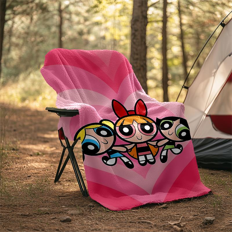 The Powerpuff Girls Theme Printed Blanket - Perfect for Couch, Bed, Travel & Outdoor Use | Machine Washable, Cozy & Durable.