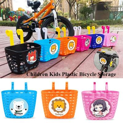 High Quality Multicolors Children Kids Basket Plastic Cartoon Patten Scooter Handlebar Basket Bicycle Storage Bike Accessories