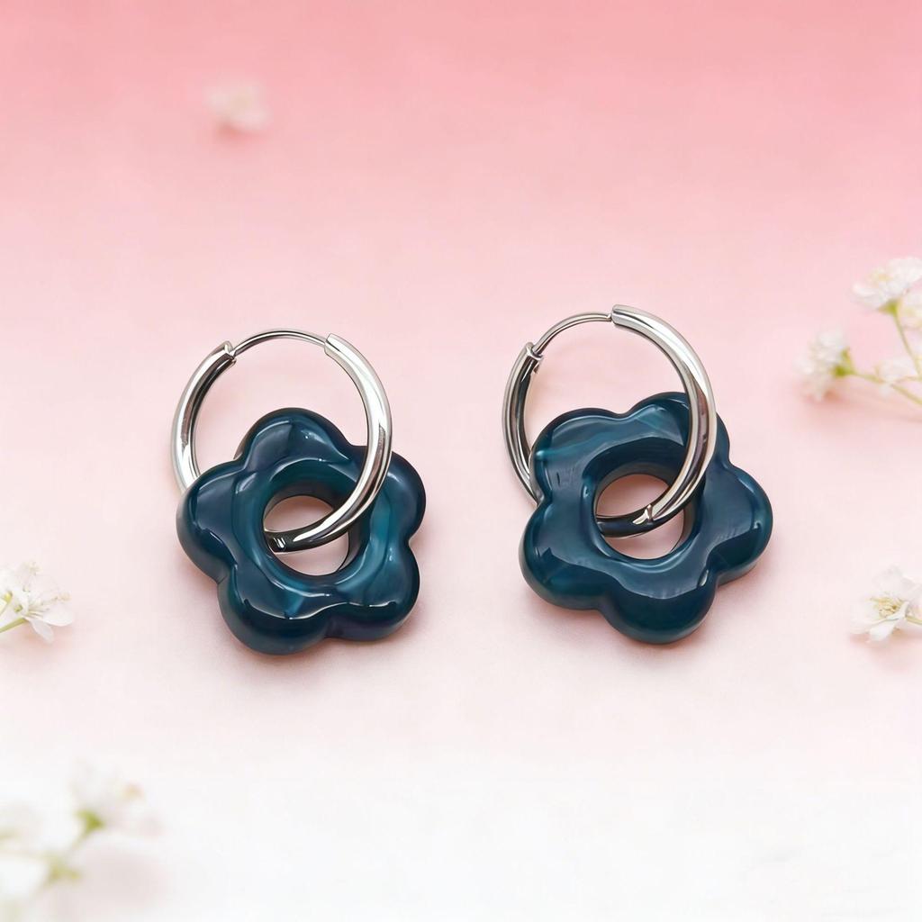 2025 Dopamine-Inspired Enamel Flower Hoop Ear Cuffs - Light Luxury Earrings