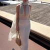 2026 Spring and Summer New Deep V Halter Polka Dot Neck Temperament Long Dress Banquet Fashion Slim Dress