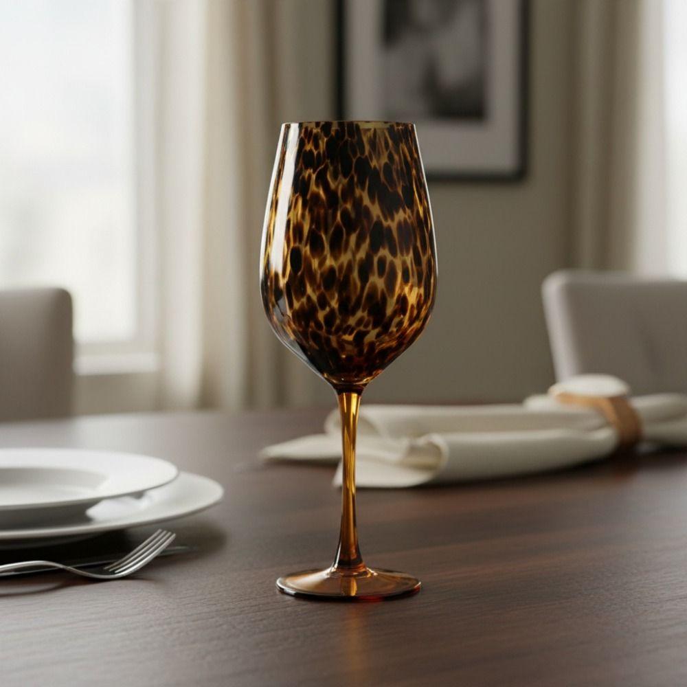 Glass Leopard Spot Highball Glass Art Style Drink Cup Ins Style Water Cup Dinning Table
