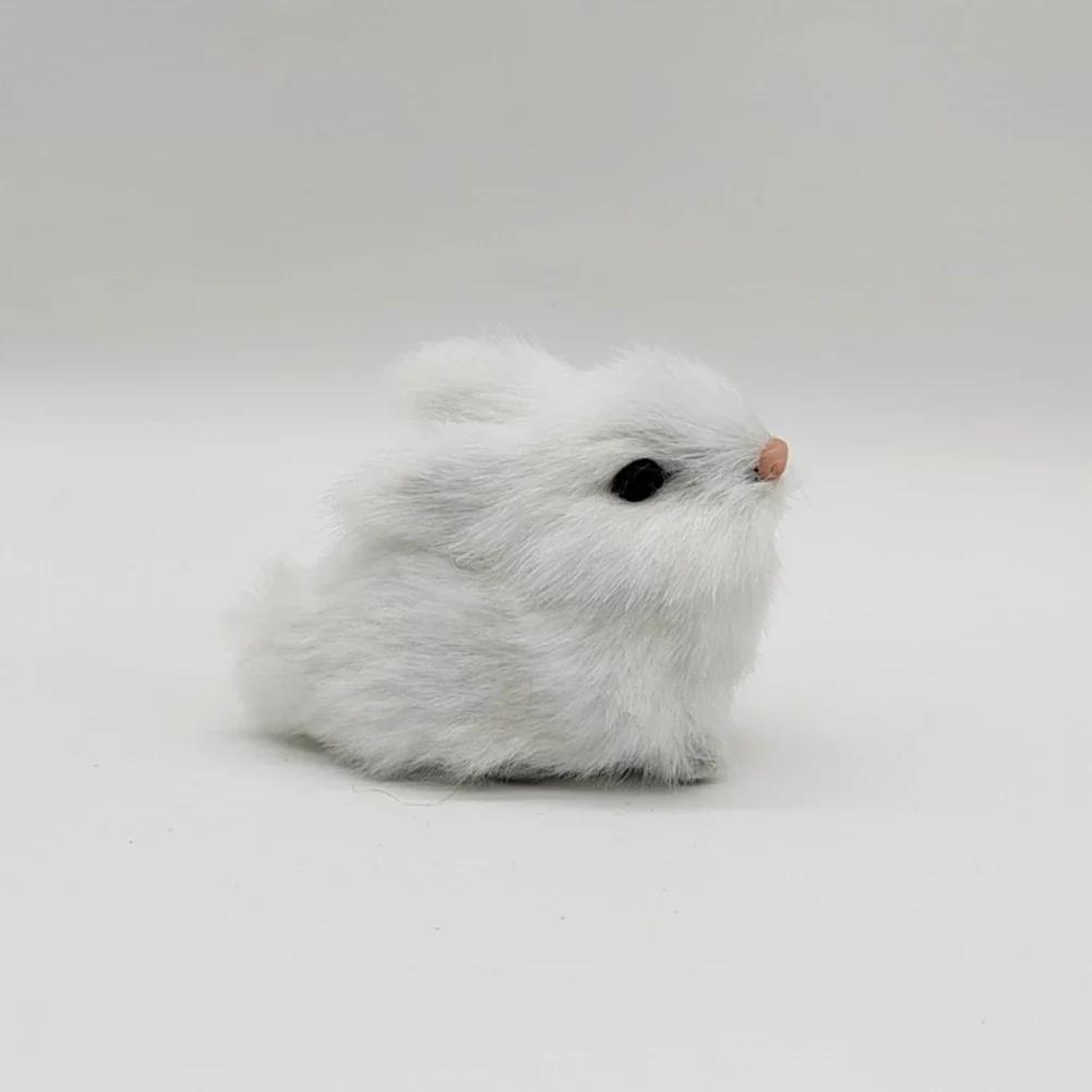 1pcs Mini Simulated Rabbit Animal Model Rabbit Household Decorations Rabbit Fur Crafts Gifts Living Room Decoration