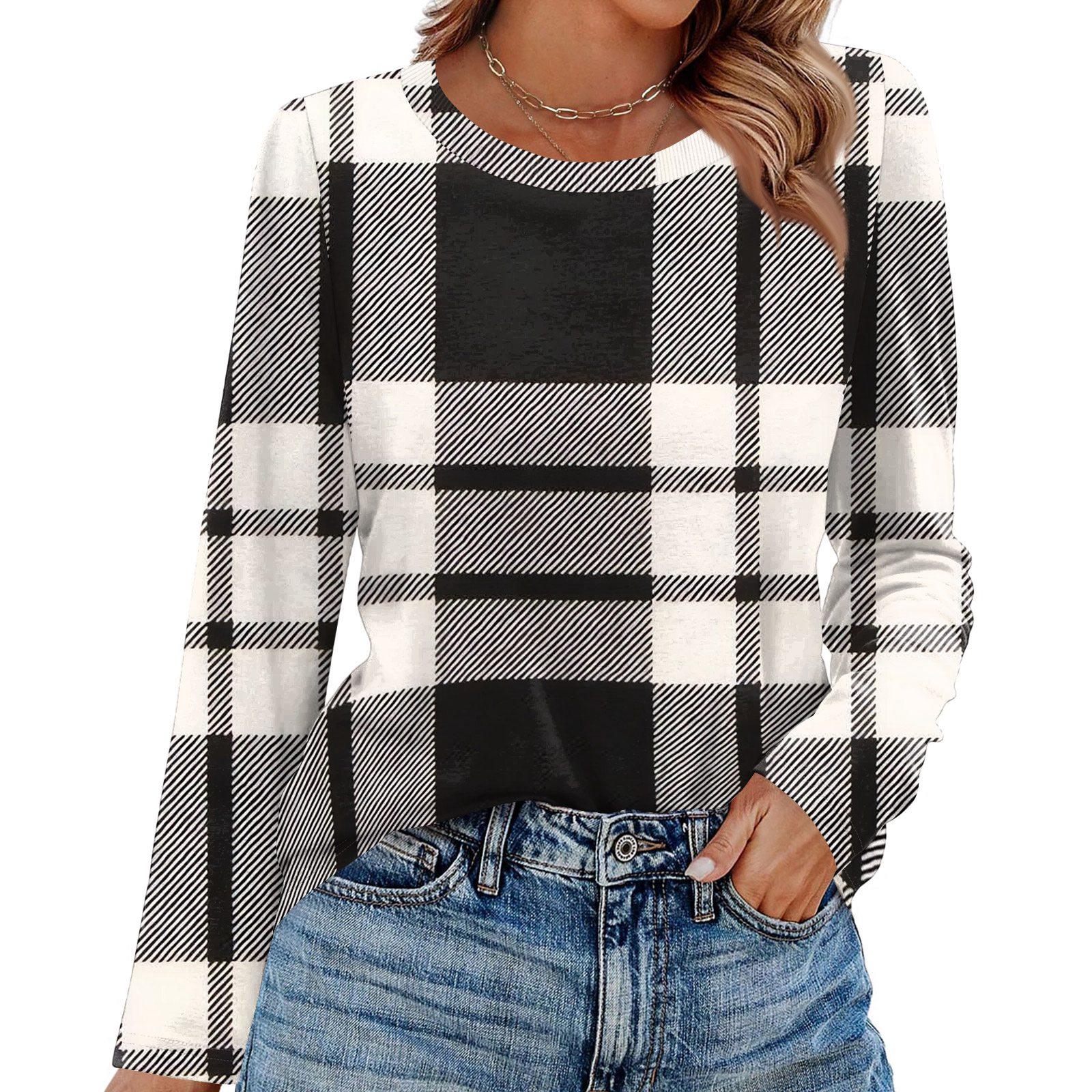 

Рубашки с длинным рукавом для женщин, милые футболки с графическим принтом, блузки, повседневные базовые топы больших размеров, пуловеры M