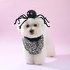 Siawadeky Halloween-Dekorationen Hund Katze Kostüm 2-teiliges Set Spinnen-Haarreif Dreieckstuch Schwarzes Haustier-Verwandlungs-Outfit einfach anziehen ausziehen Größe
