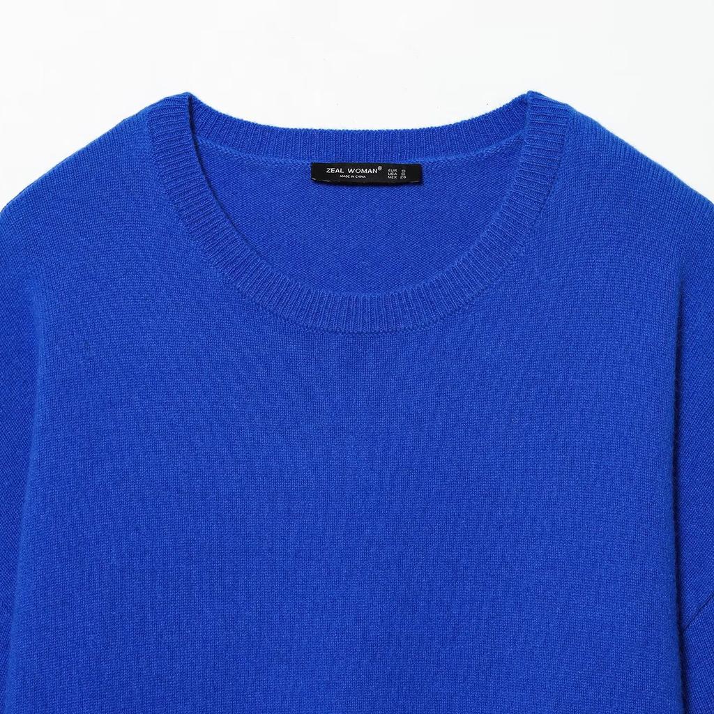 European and American style, new women's clothing, fashionable and versatile cross-border temperament round neck wide sleeve flat needle knitted