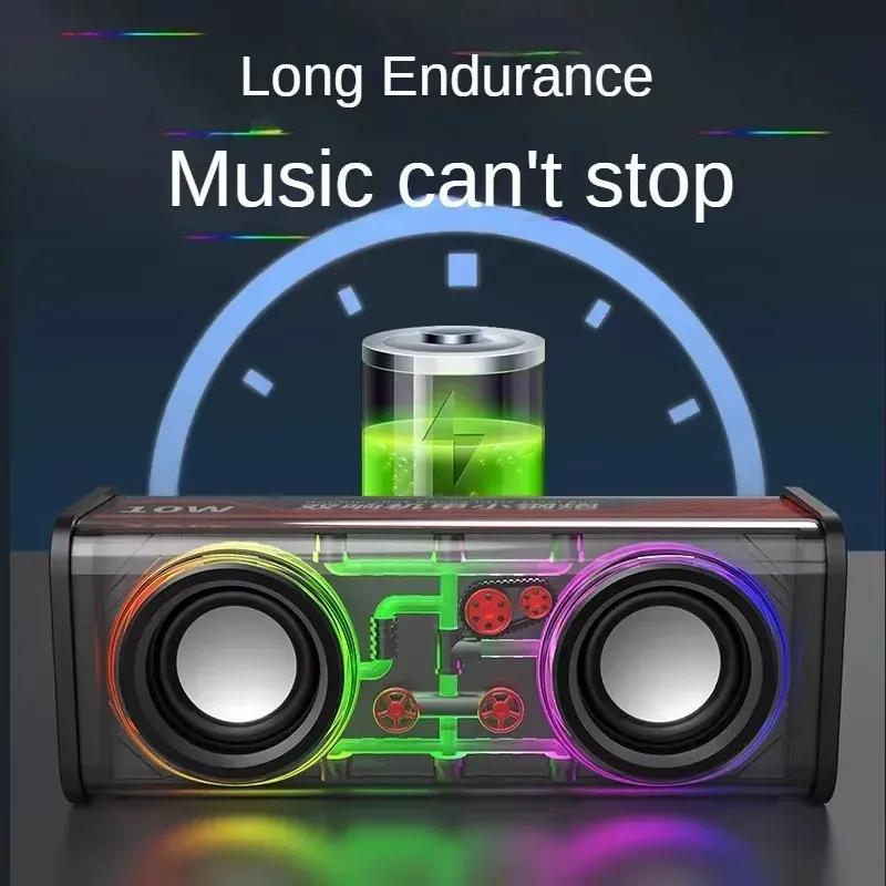 V8 Transparent Mecha Speakers Bluetooth 5.0 Wireless Double Bass Diaphragm Subwoofer Music TWS RGB Light Mini Party Loudspeaker