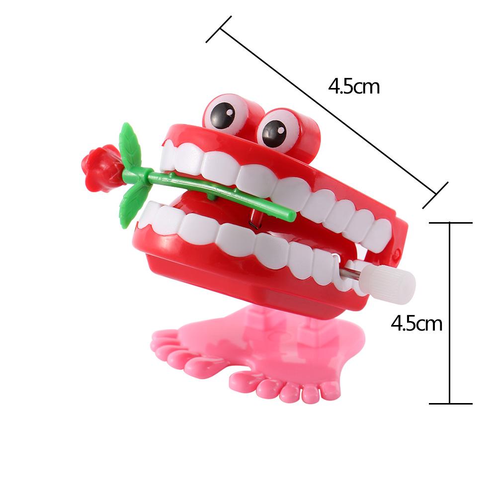 Denture Chattering Funny Plastic Walking Teeth Shape Clockwork Toy Wind Up Clockwork Toy Teeth Rose
