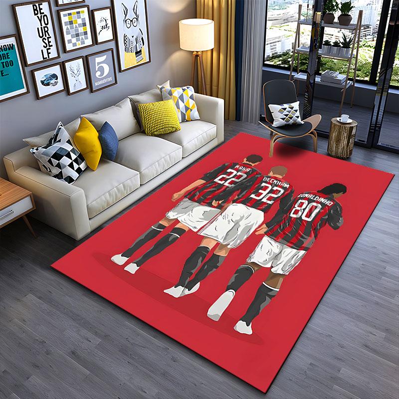 Soccer Legends Red & Black Carpet Suitable As a Non-slip Mat for the Living Room or Bedroom Sofa