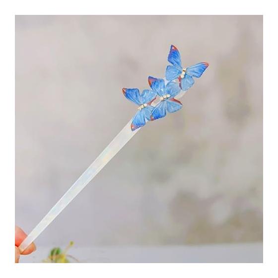 Tortoiseshell-style Hair Stick, Single Prong Hairpin, Simple Hair Accessory for Yukata, Pearl-colored Butterfly, Ethnic Style Hair Stick, Japanese
