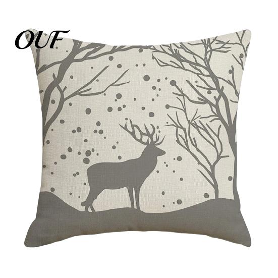 Clear Print Double Sided Cases Christmas Snowflake Cushion Cover, Holiday Throw Pillow Case, 18x18 Red And White Elk Cover Inch Decorative for
