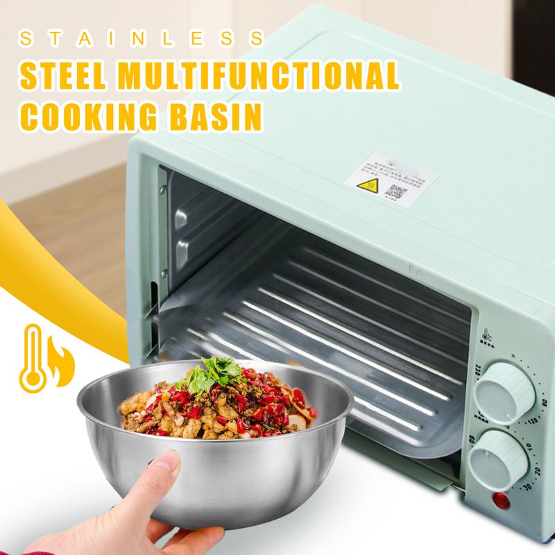 Multi Functional Stainless Steel Basin Food Grade Cooking Basin Vegetable Washing Bowl Heavy Duty Cooking Serving Bowl Salad