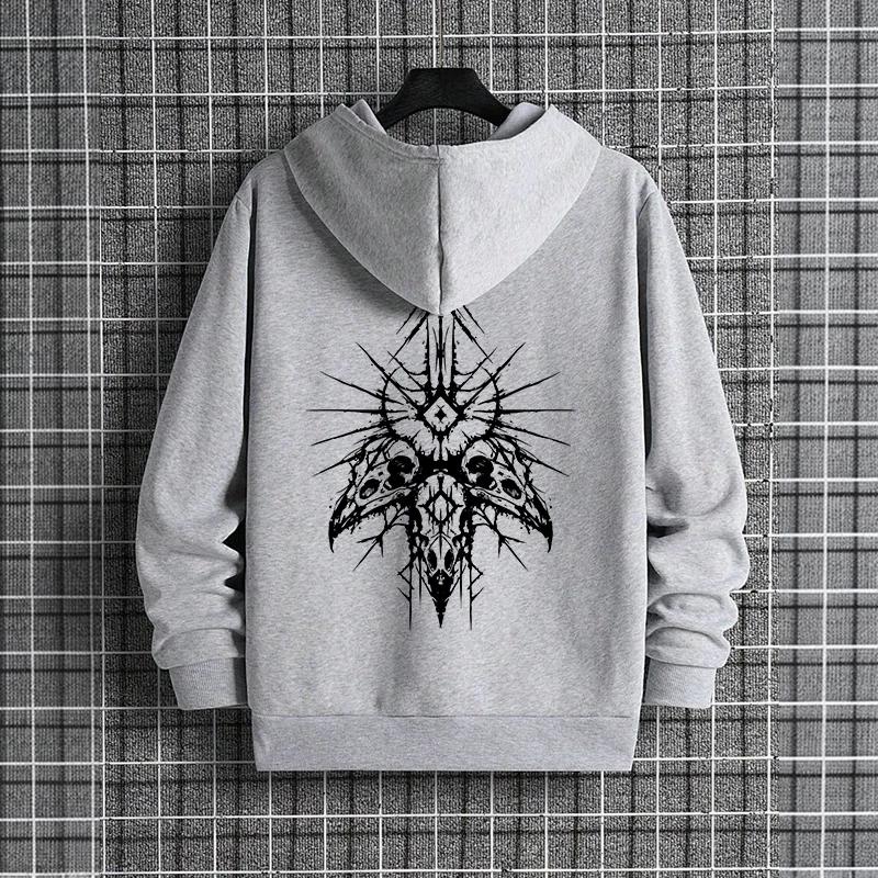 New Autumn Winter Male Fashion Casual Hoodie with 666 Cross Man Streetwear Hooded Sweatshirt Gothic Demonic Theme Print Top