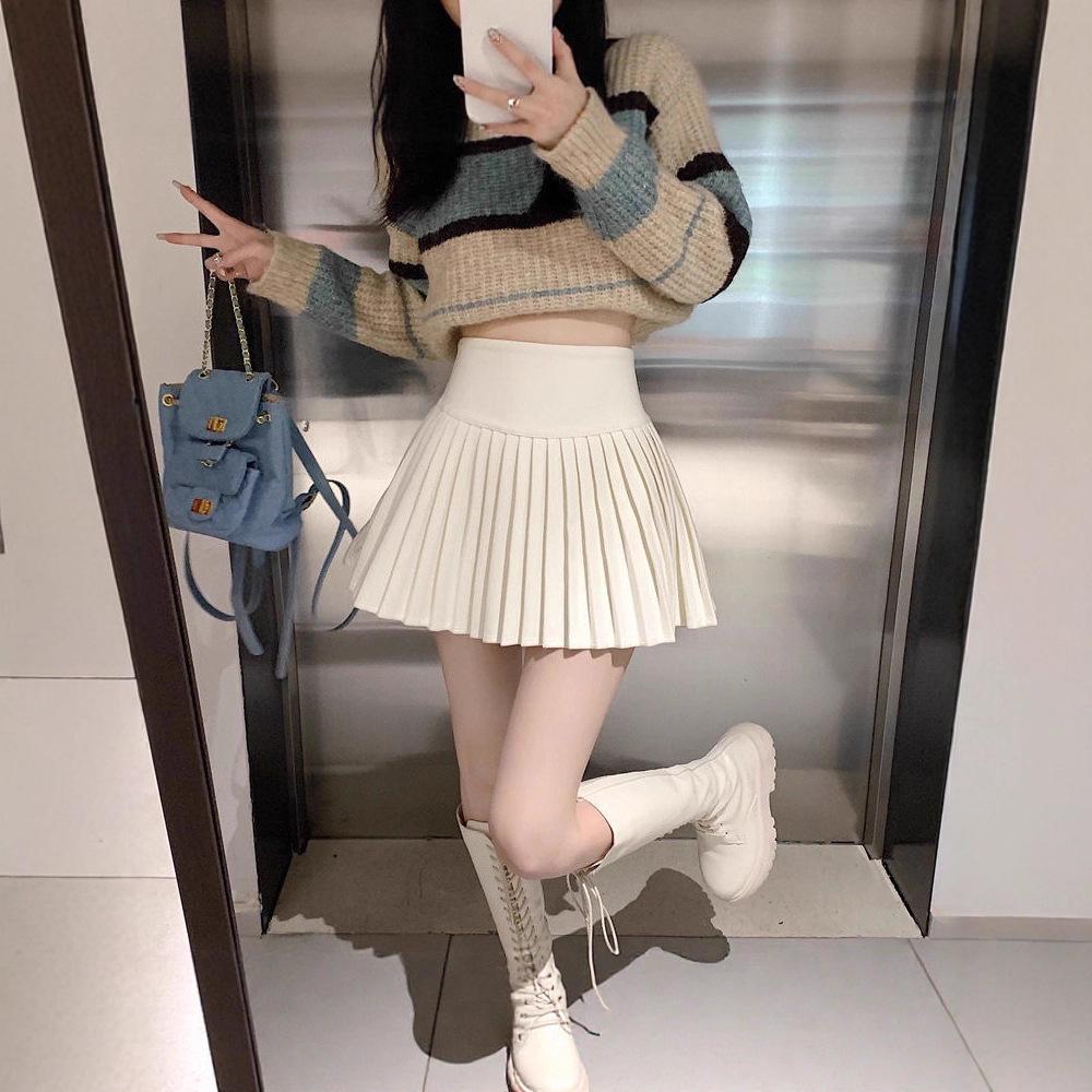 European-American Niche Versatile High-Waist A-Line Pleated Skirt: Pure Desire, Hot Girl Style for Spring/Summer/Autumn