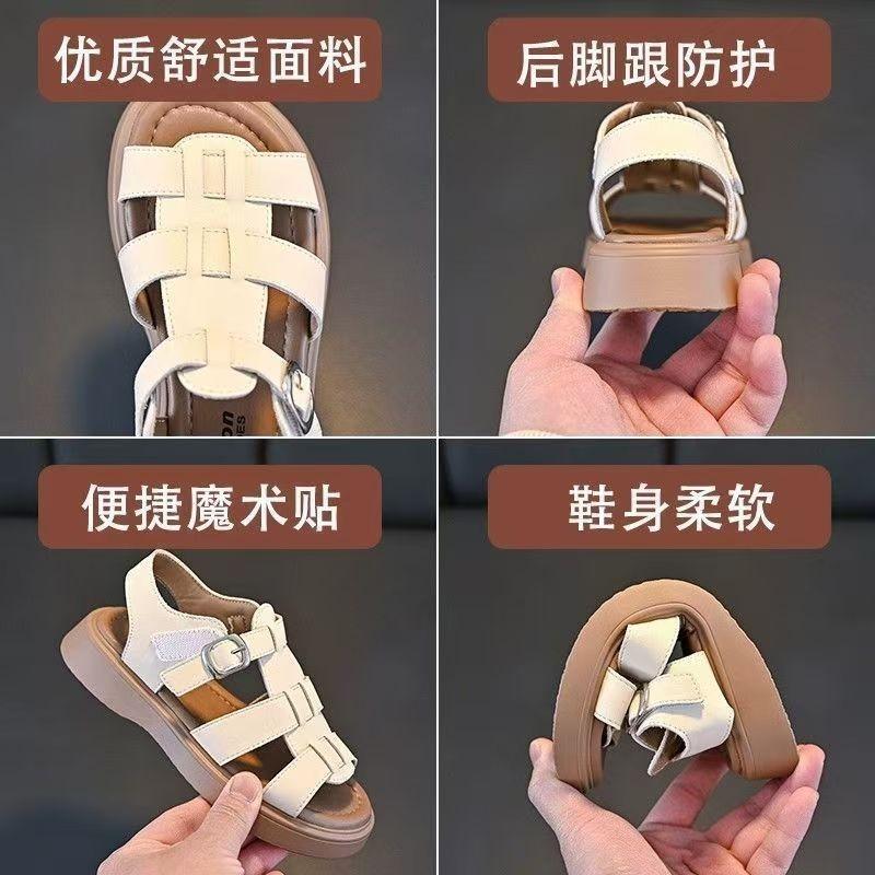 Kids T-strap Sandals for Girls 2025 Summer New Toddler Beach Roman Shoes Non-slip Versatile Chic Comfort Garden Wedding Footwear