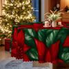 Christmas Table Cloth Red And Green Flower And Leaf Print, Waterproof And Oil-Proof Household Table Cover Cloth, Party Decorative Tablecloth