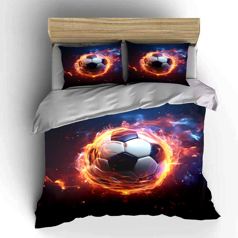 "Fiery Soccer Ball Bedding Set" Bedding Duvet Cover Set Duvet Cover Pillowcases (1 * Duvet Cover 2 * Pillowcases, without duvet insert)