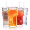 Eco-friendly Large Capacity Vertical Stripe Glass Cup with Straw