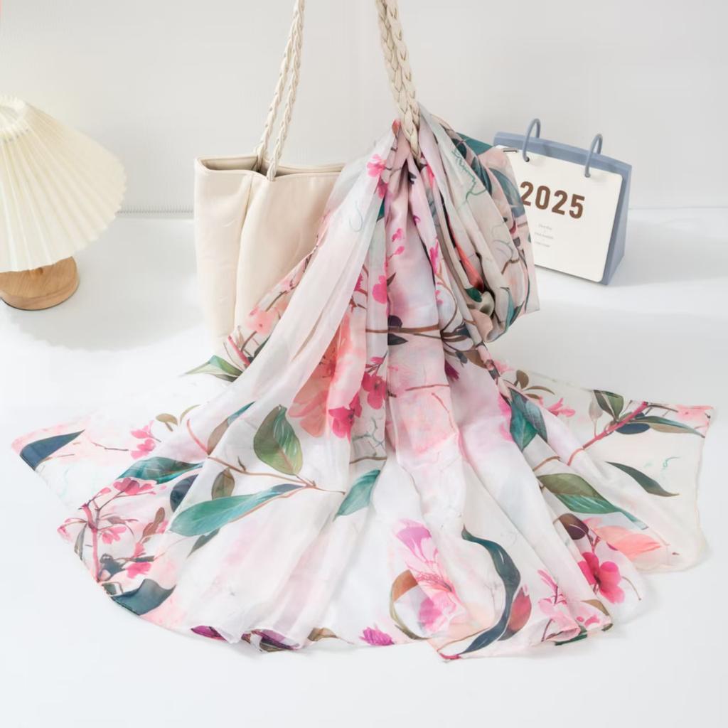 New Silk Scarf Female Fashion Beach Pashmina Bufanda Folral Women Shawl Wraps Bandana Ladies Scarves Large Foulard big Echarpe