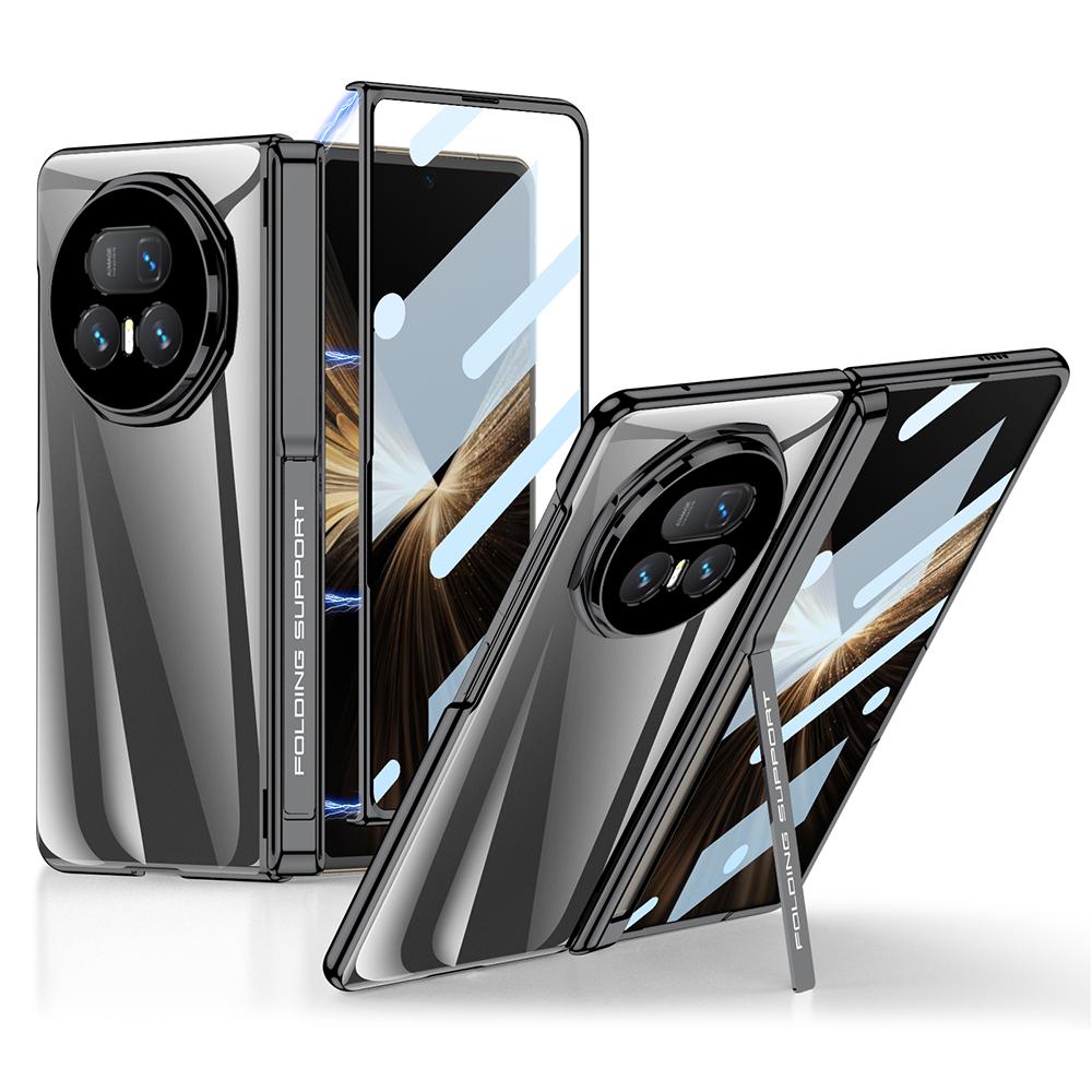 GKK For Honor Magic V5 5G Case Ultra Clear Magnetic Hinge PC+Tempered Glass Phone Cover