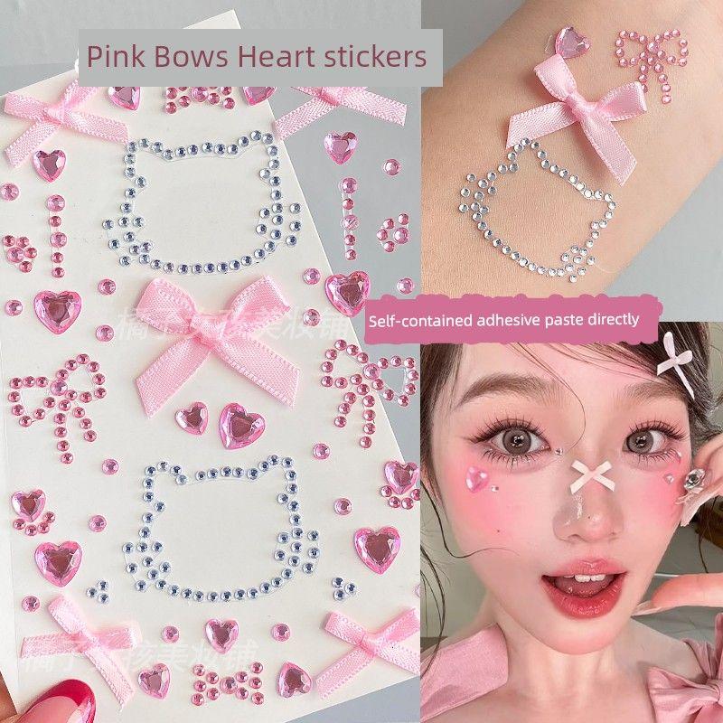 Music Festival Makeup Face Pasters Butterfly Ornament Star Moon Stick-on Crystals Concert Face Sticker Ornament Ornament Rhinestone Bright Diamond