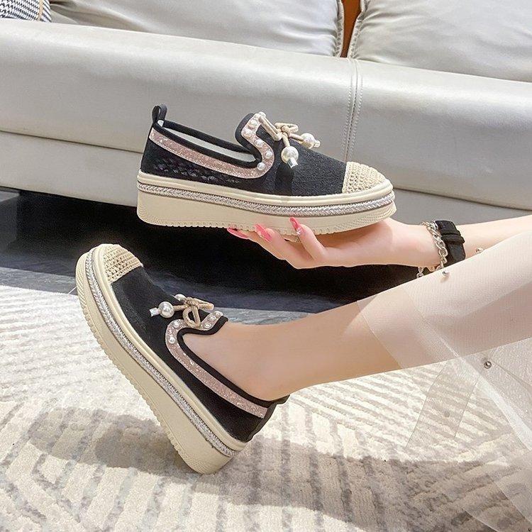 Xiaoxiangfeng Fisherman Shoes Women's 2024 Spring and Summer New Korean Version One-pedal Mesh Breathable Single Shoes Soft-soled Student Single Shoes