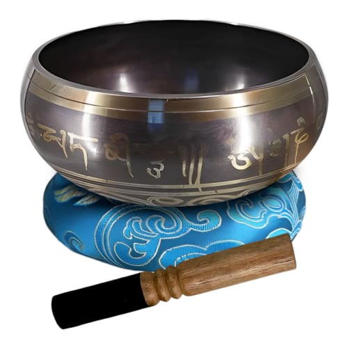 heizi Large Singing Bowl, 17.5cm, Tibetan, for Yoga, Healing, Meditation, Purification, and Relaxation (3-Piece Beginner's Set: 17.5cm, Leather Stick,