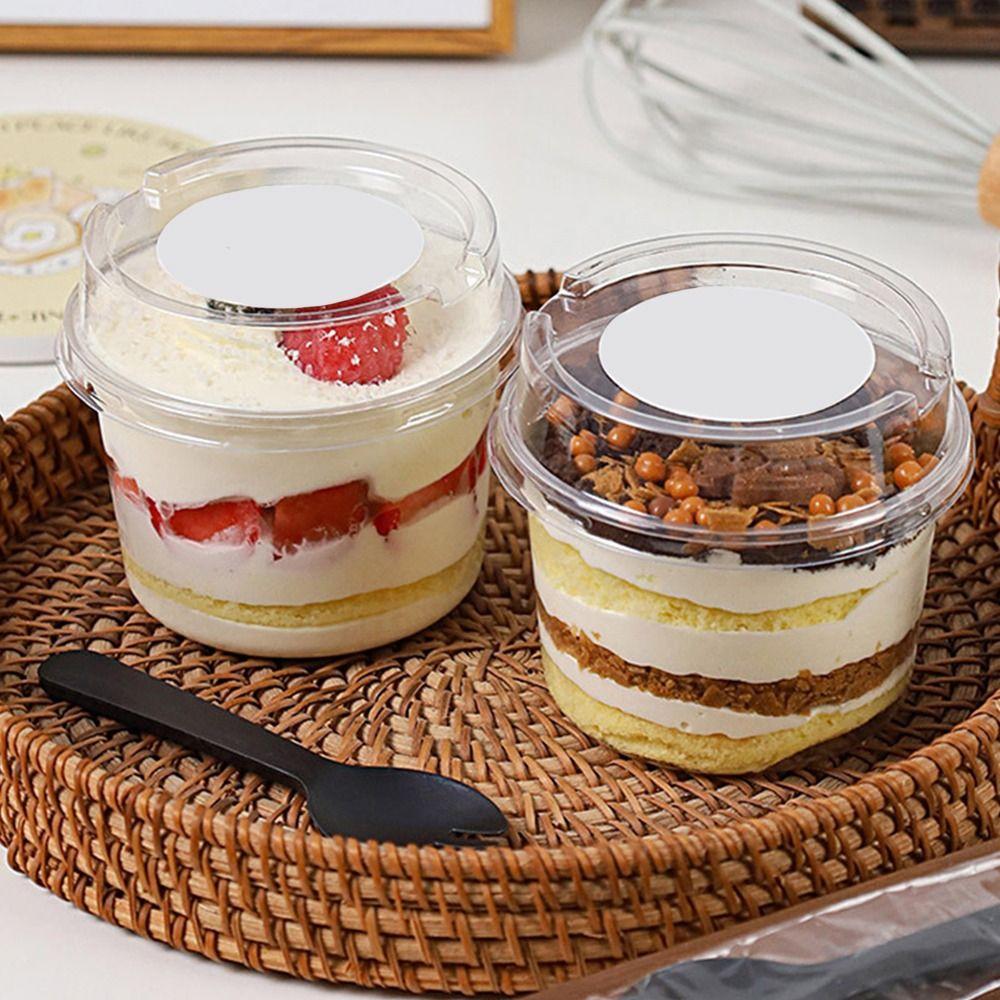 50Pcs Clear Plastic Disposable Salad Cups 150/250ml Disposable Packaging Box Disposable Tableware