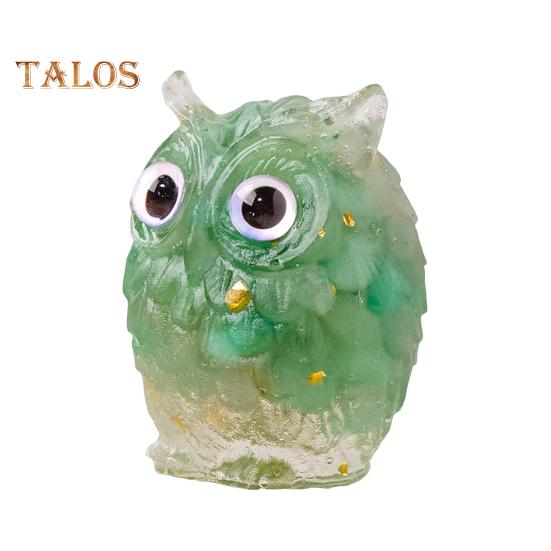 Ornament de bufniță din cristal natural Figurină de bufniță din rășină realizată manual cu pietrișuri de cristal în interior Ornament de bufniță colorată de colecție pentru decorarea interioară, vindecarea Reiki