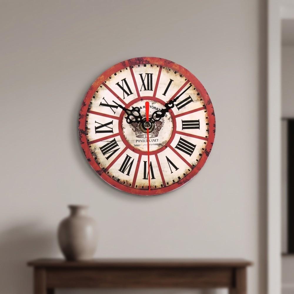 Battery Operated Wall Clock 12 Inch Wood Wall Clock Retro Decorative Wall Clock Bathroom