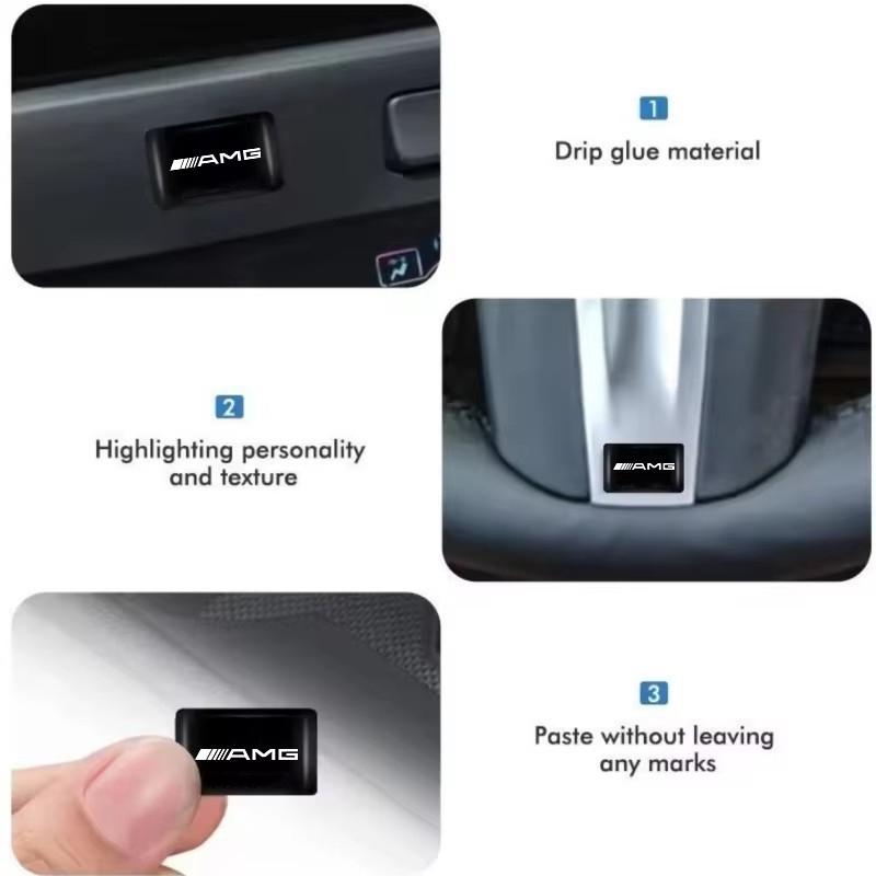 10Pcs 3D Epoxy Emblem Car Interior Stickers Decoration For Mercedes Benz AMG A B C E G CLA W211 W203 W204 C260 E300L A200L GLC30 MJ7