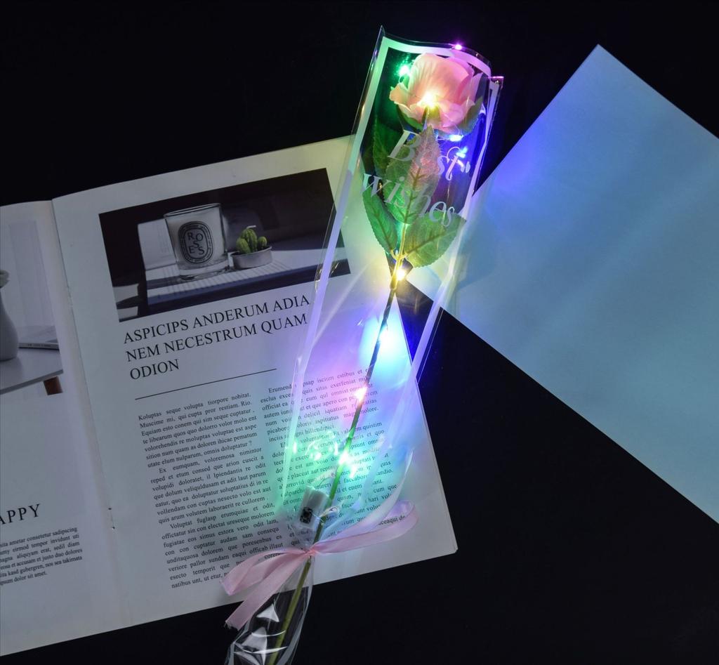 Led Glowing Artificial Silk Flowers Light up Rose Bouquet Valentines Mother's Day Gift for Home Wedding Centerpieces Party Decor