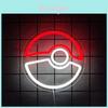 Velký Poke Ball Anime Neonový nápis LED světlo s stmívatelným vícebarevným osvětlením pro dekoraci pokoje teenagera