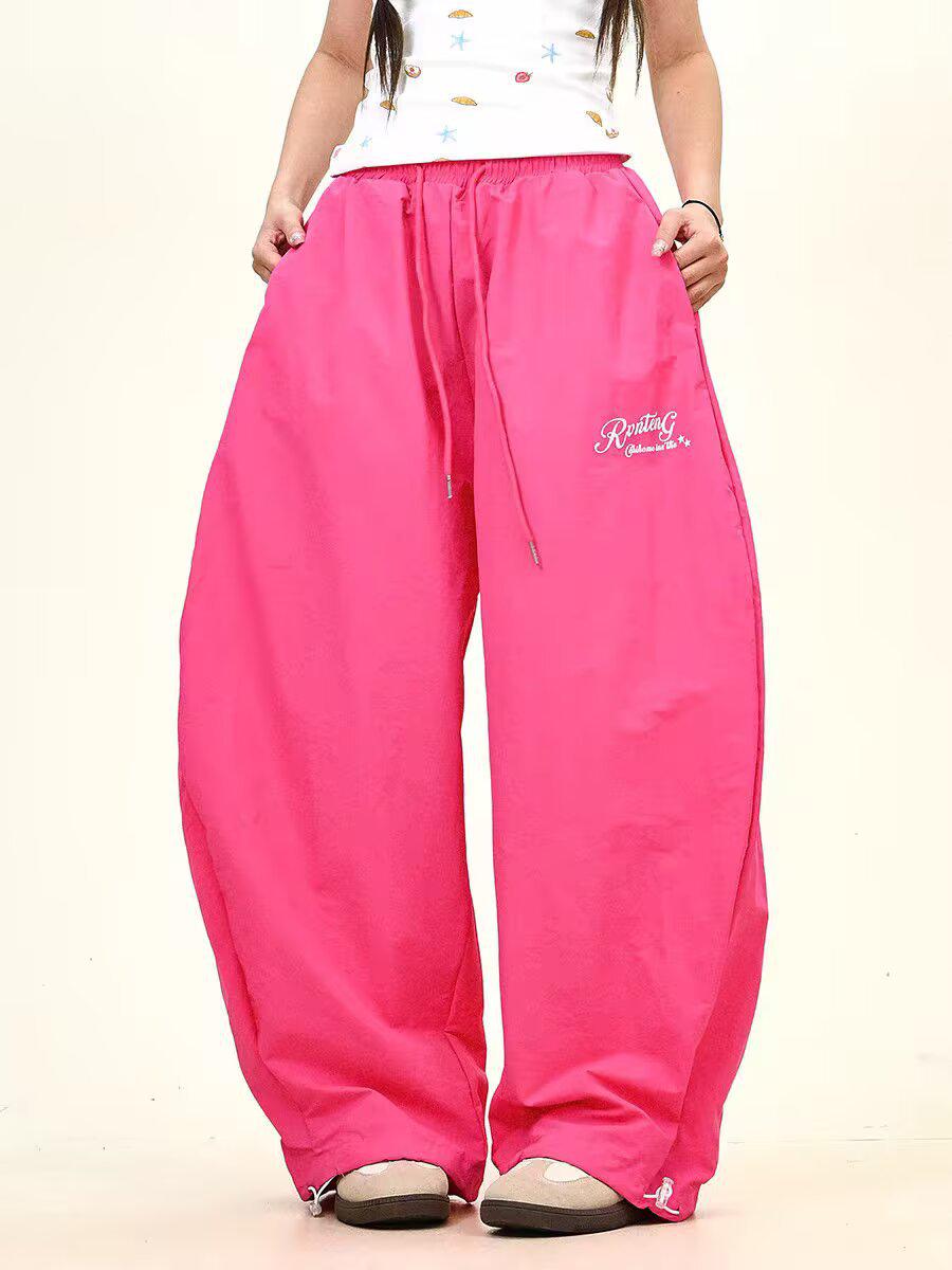 

2025 Summer Dopamine Lightweight Quick-Dry Retro Letter Design Unisex Casual Pants XL