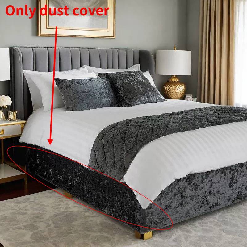 

Plush Bed Box Cover With Soft Edging For Bed Dustproof Hotel Home Use 150x200x30cm чорний