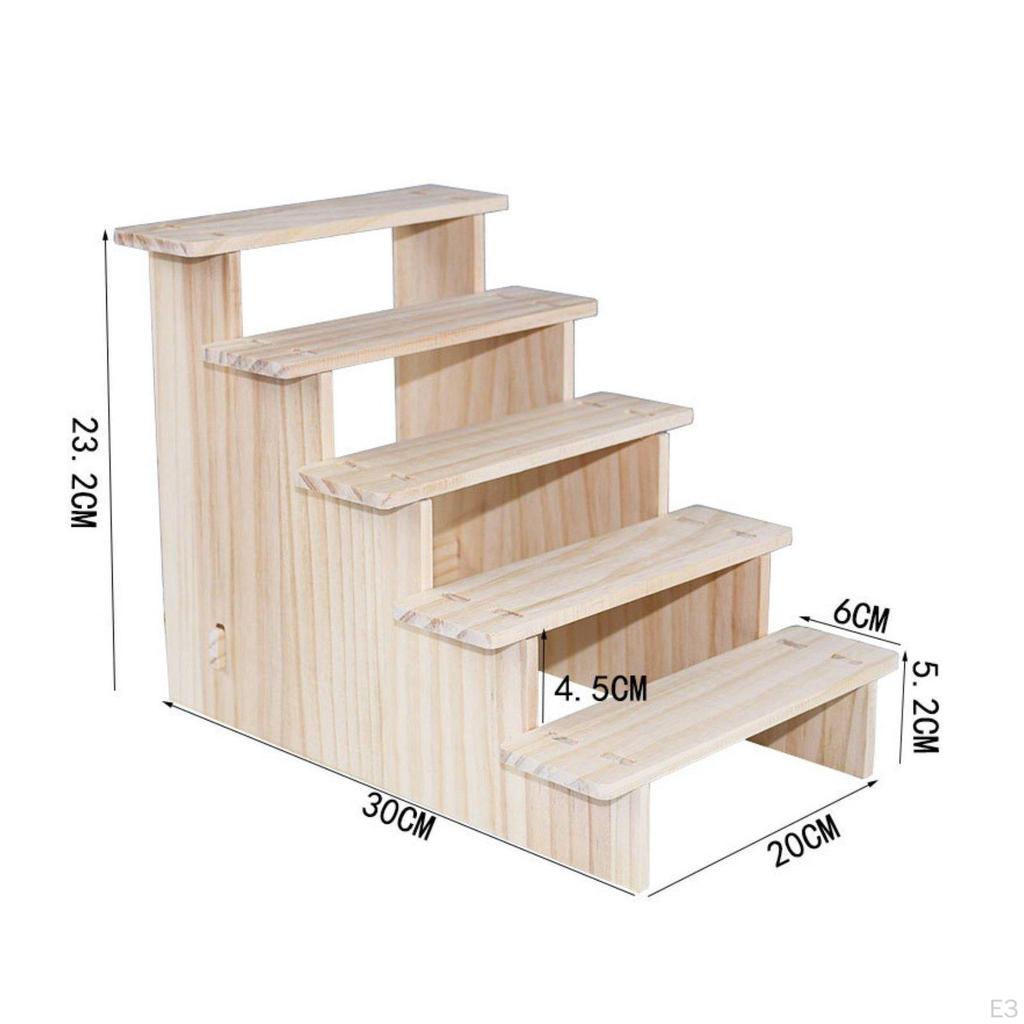 Wood Display Stand MultiFunctional Figurine Collection Shelf Tiered Design Wooden Riser for