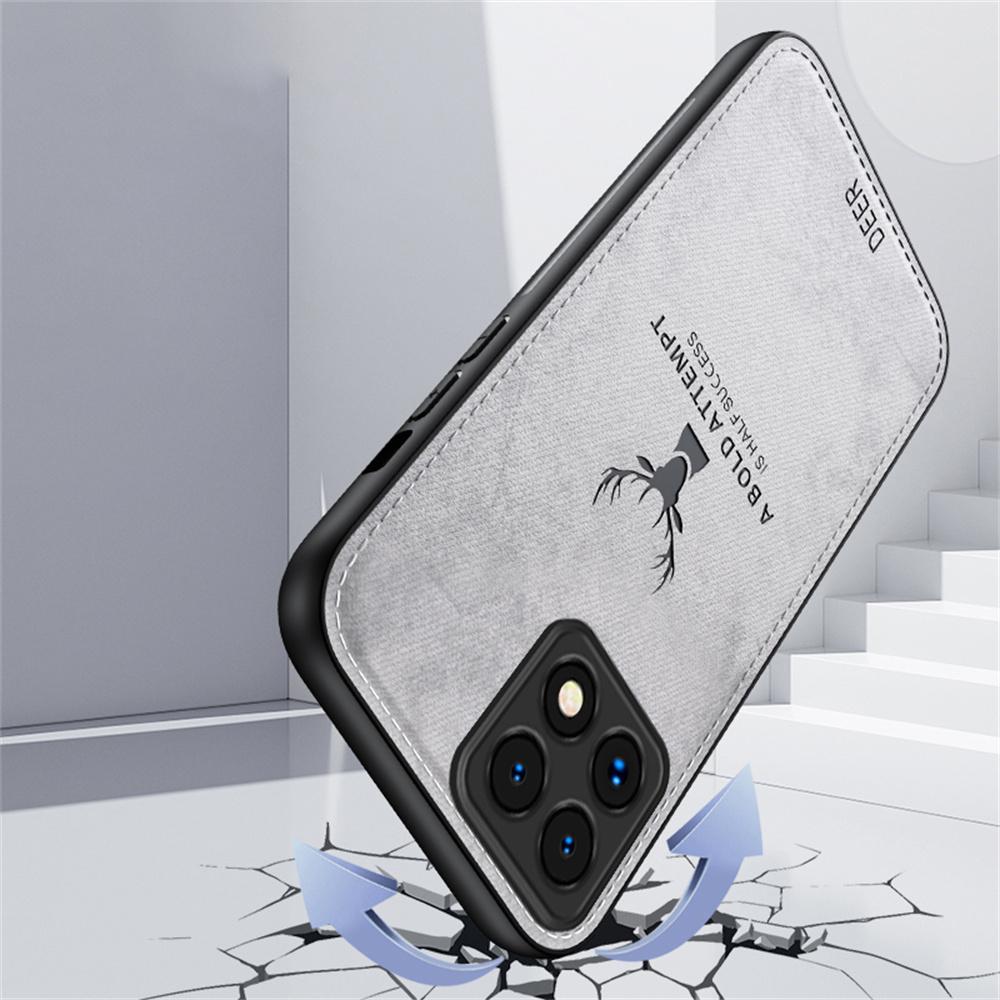 

For Xiaomi 14T Pro Case Deer Pattern Cloth Texture PU Leather Hybrid Phone Cover Blue