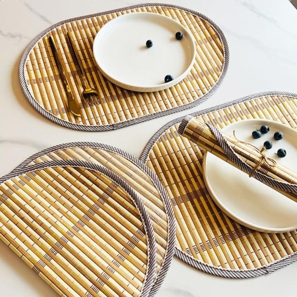 Rustic Bamboo Placemat Lightweight Kitchen Table Mat New Table Protection Mat  Dining Room Layout