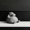 Small Animal Desk Decorations 3D Printed Chubby Hippo Figurine, Lazy Hippopotamus Statue, Cute Desktop Landscaping Props Ornament for Home Office