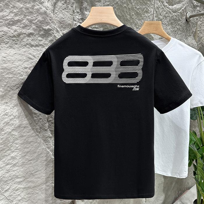 

New Summer Men s Short-sleeved T-shirt American Trendy Printed Thin Short T-shirt Top 5XL чёрный