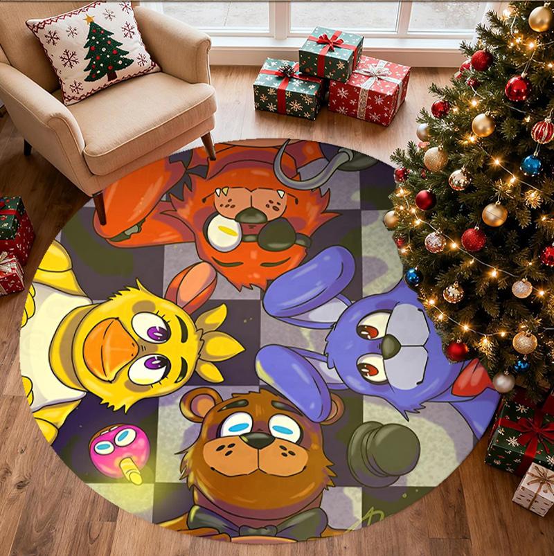 Five Nights at Freddy's Pattern Round Rug, Indoor/Outdoor Mat, for Picnic, Gameroom, Bedroom, Office, Living Room, Home Decor Carpet, Birthday Gift