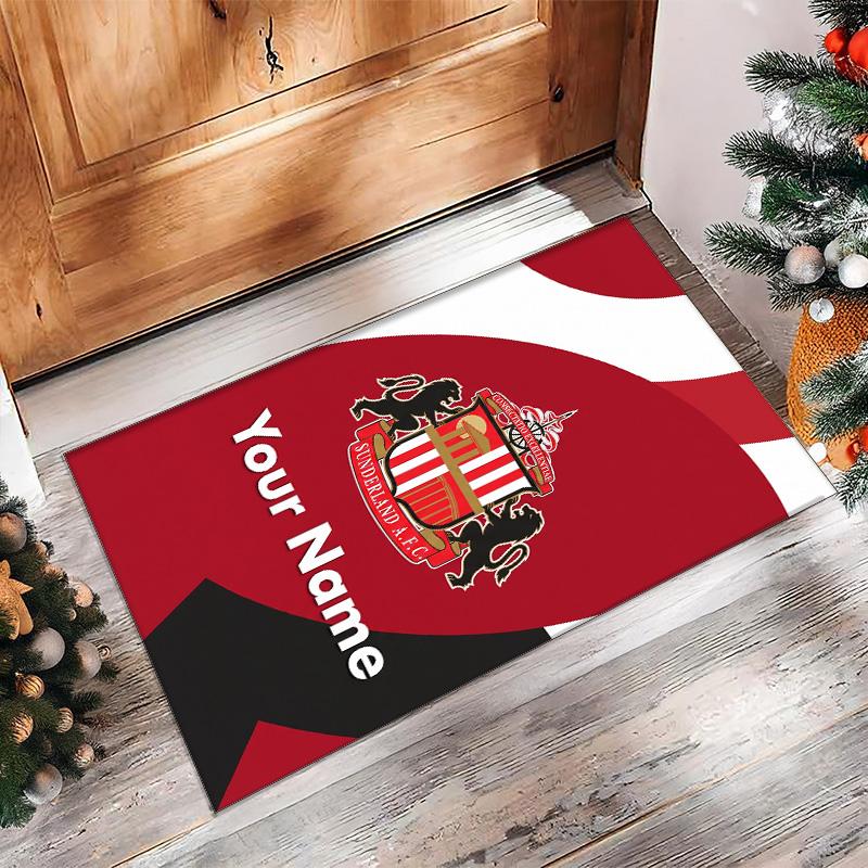 Sunderland FC Bedruckter Kristall-Samt-Teppich Rutschfester Kristall-Samt-Teppich für Sofa, Schlafzimmer, Innenbereich, Heimdekoration