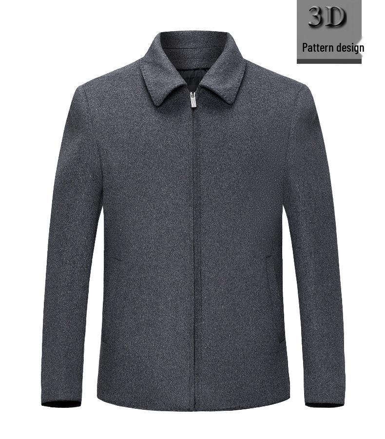 Men's Winter Double-Sided Wool Lapel Jacket with Cashmere Inner Layer - Dad Style