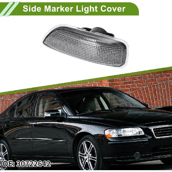 No.30722642 Side Marker Light Cover for VOLVO S60 2001-2009 Waterproof White Blinker Corner Parking Light Turn Signal Light Lens Plastic 1 Pcs