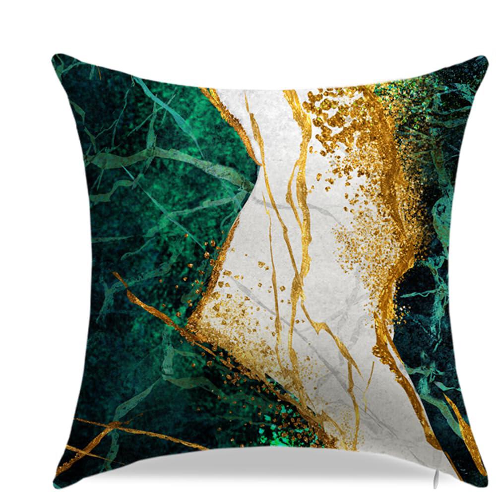 Home Decor Green And Gold Marbled Pattern Throw Pillow Pattern Cushion Cover Suitable For Sofa Bedroom Car Pillow Cover