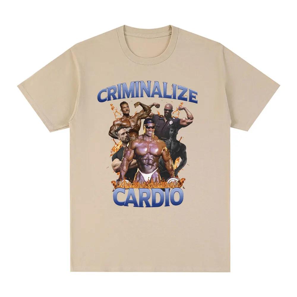 Criminalize Cardio Meme Pattern Tshirt Gym Fitness Retro Short Sleeved Tshirt Womens Fashion Hip Hop Large Tshirt