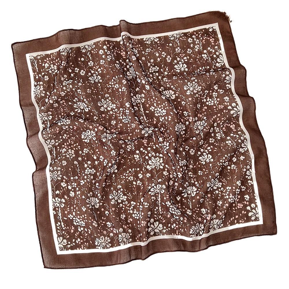 Flower Printed Silk Scarf Square Scarf Hair Band All-match Floral Kerchief  Spring Summer
