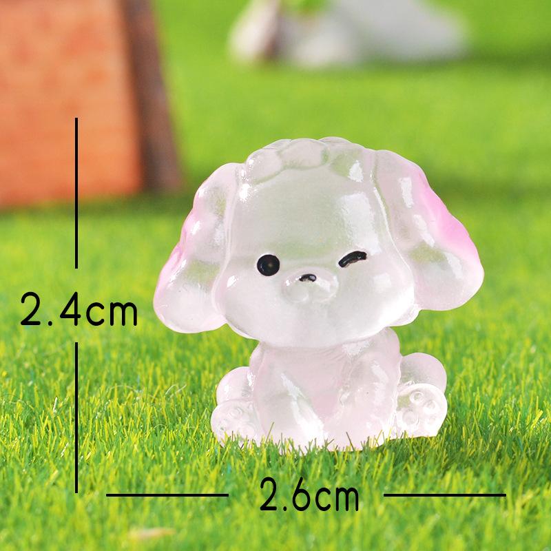 Micro-landscape Creative Cute Cartoon Transparent Glow-in-light Pink Puppy Garden Landscape Decoration Resin Small Figurine