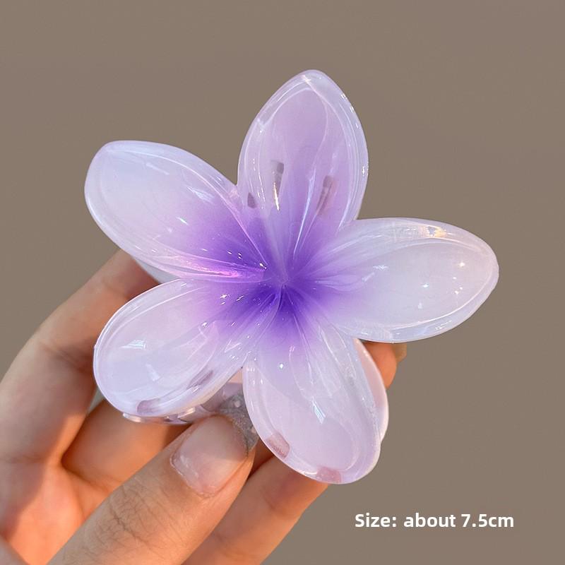 Agrafă de păr rechin cu flori de frangipani pentru părul pe jumătate legat în stil de plajă elegant