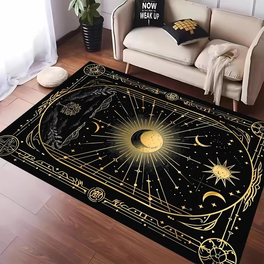 Mystical Tarot Inspired Carpet Featuring Star Moon and Sun Designs Anti-slip Floor Mat for Living Room Bedroom Decor Doormat