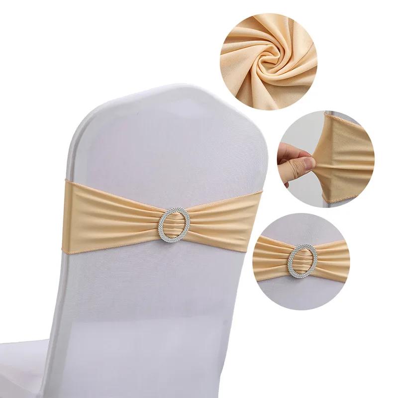 10/50 Pcs Polyester Spandex Chair Sashes Bands Stretch Chair Ties Bows with Buckle Slider for Wedding Banquet Party Decoration